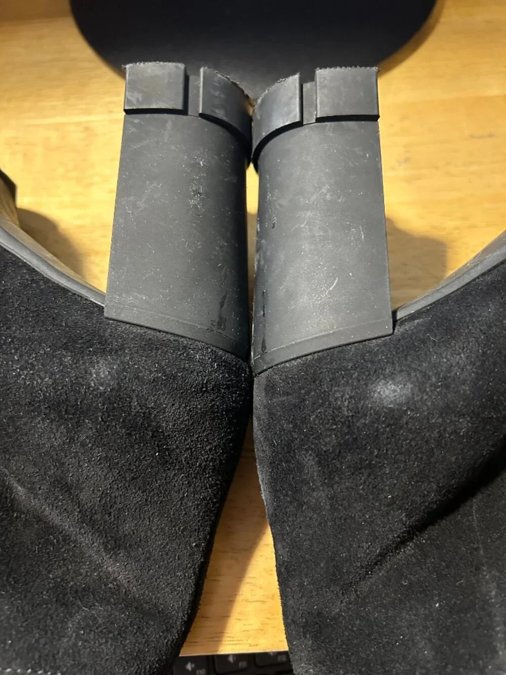 Women Aquatalia Black Suede Platform Lug Sole Ankle Zip Moto Booties 8